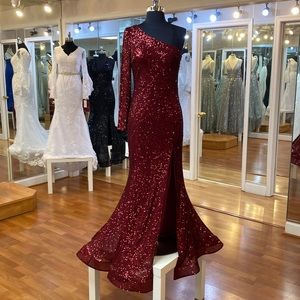 ✔️ sparkle burgundy special occasion dress